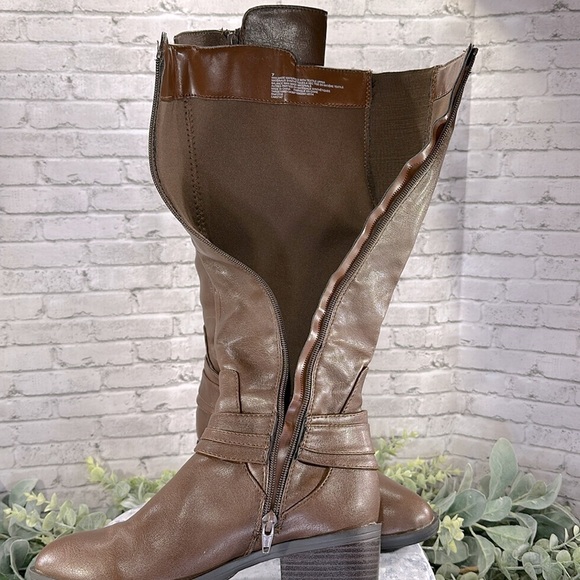 Merona Brown Knee High Horsebit Zip-up Fashion Riding Boots WMS 7M🤎GUC - Picture 15 of 16
